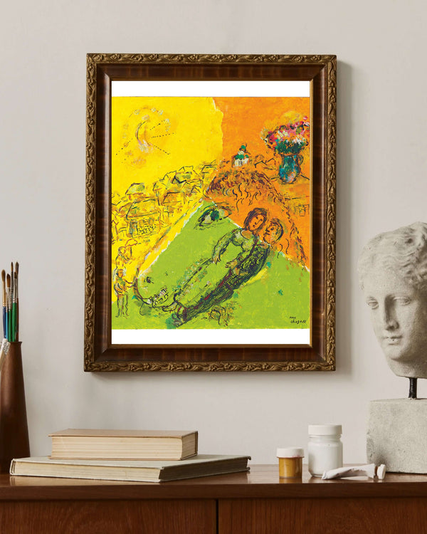 Marc Chagall - Eşek Profilinde Çift Fine Art Baskı