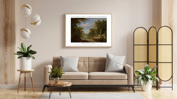 Alexander Keirincx & Cornelis van Poelenburch-Figürlerle Orman Manzarası çerçeve