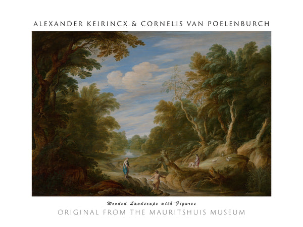Alexander Keirincx & Cornelis van Poelenburch-Figürlerle Orman Manzarası fineart baskı