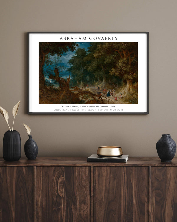 Abraham Govaerts-Avcılar ve Falcı ile Orman Manzarası çerçeve