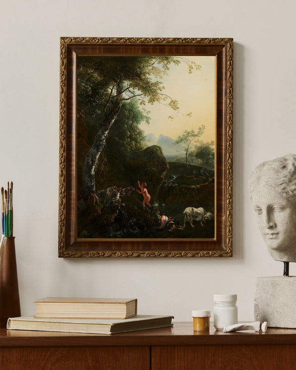 Adam Pijnacker - Şelaleli Dağ Manzarası