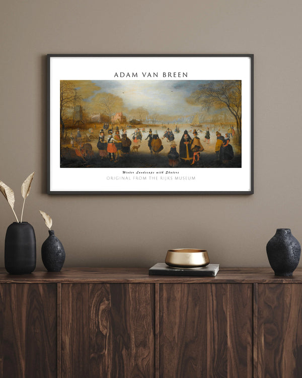 Adam van Breen - Kızakçılarla Kış Manzarası çerçeve