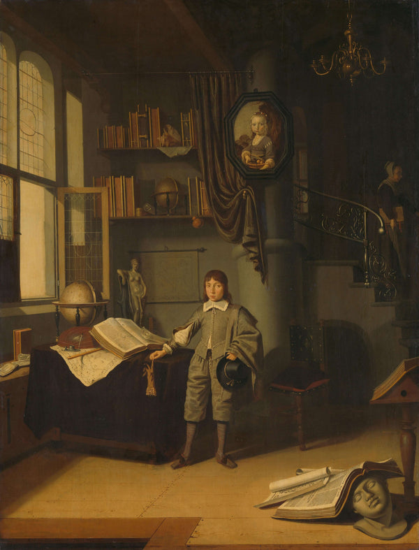 Adriaen van Gaesbeeck-Çalışma Odasında Genç Adam tablo