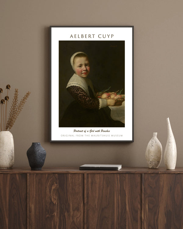 Aelbert Cuyp-Şeftalili Genç Kız Portresi çerçeve