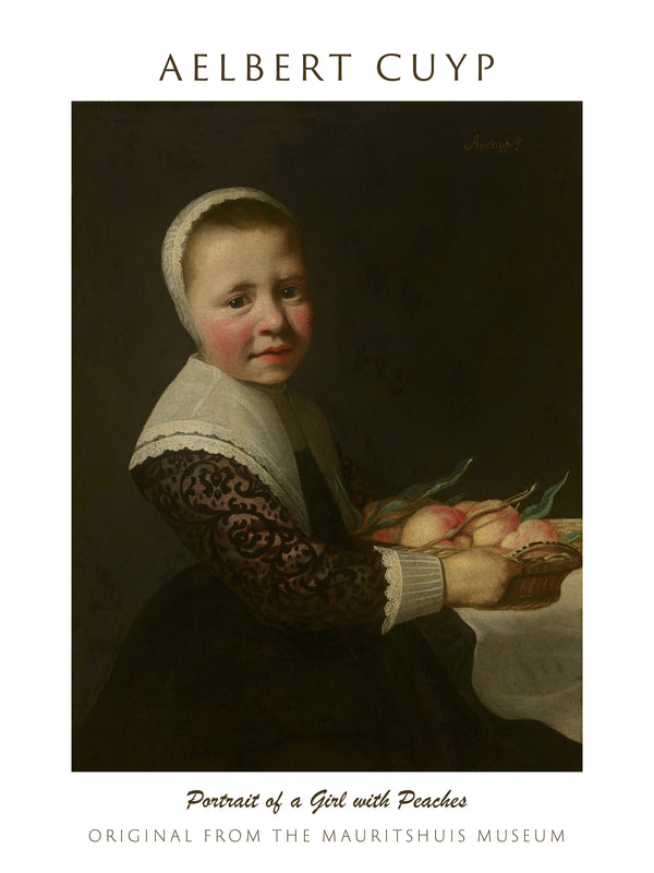 Aelbert Cuyp-Şeftalili Genç Kız Portresi fineart baskı