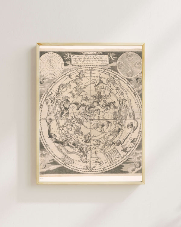 Andreas van Luchtenburg - Kuzey Takımyıldızlarını Gösteren Gökyüzü Haritası Fine Art Baskı