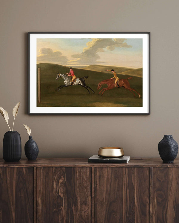 Anonim - Jokeyli İki Yarış Atı Fine Art Baskı