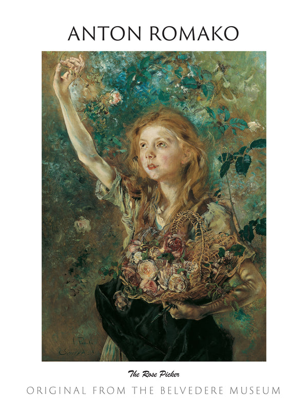 Anton Romako - Gül Toplayan Kadın fine art baskı