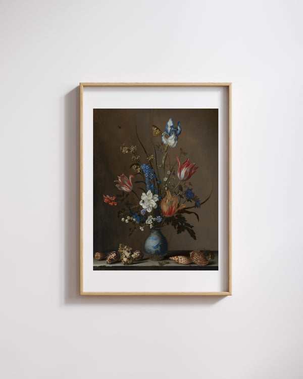 Balthasar van der Ast - Wan-Li Vazosunda Çiçekler ve Deniz Kabukları fine art baskı