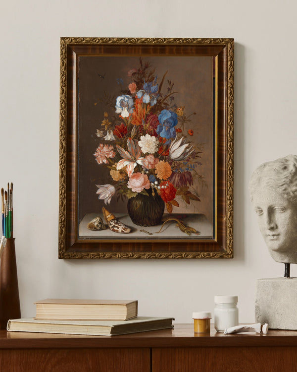 Balthasar van der Ast - Çiçeklerle Natürmort Çerçeve