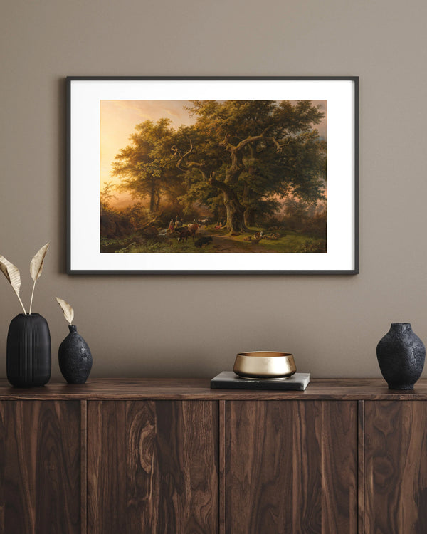 Barend Cornelis Koekkoek - Orman Sahnesi Çerçeve