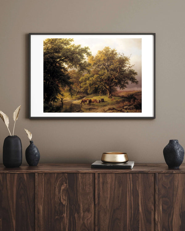 Barend Cornelis Koekkoek - Orman Kenarında Dere fine art baskı