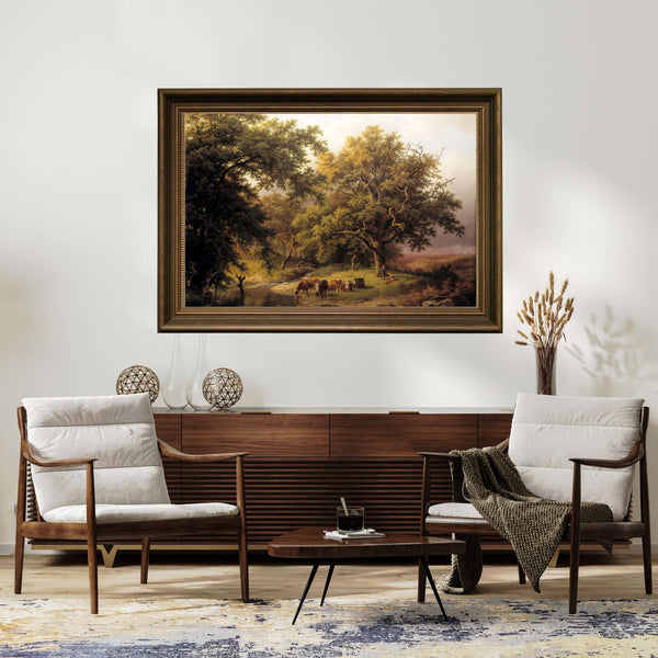 Barend Cornelis Koekkoek - Orman Kenarında Dere fine art baskı