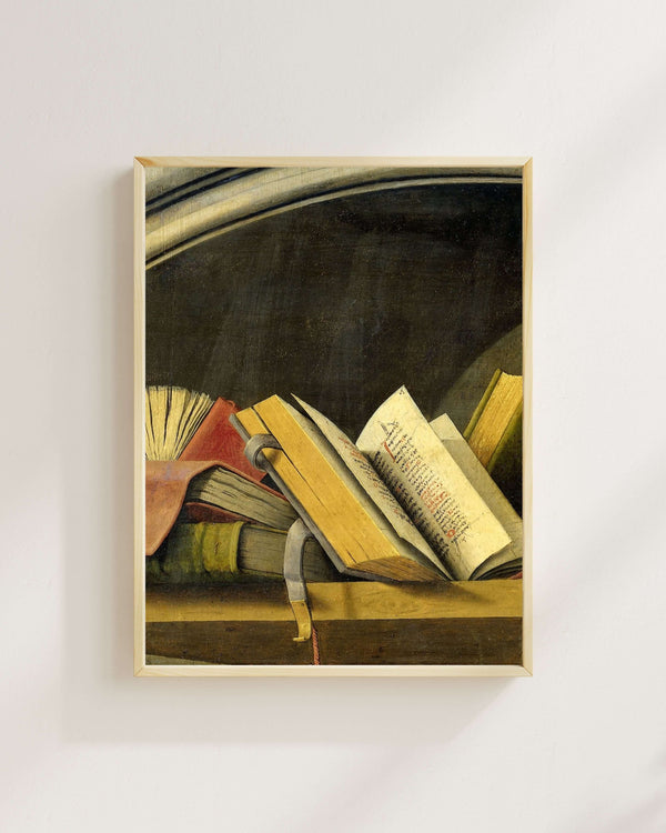 Barthélemy d’Eyck - Niş İçinde Kitaplarla Natürmort Fine Art Baskı