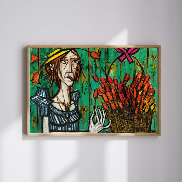 Deli Kadın ve Çiçek Buketi fine art baskı