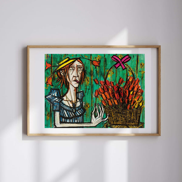 Deli Kadın ve Çiçek Buketi fine art baskı