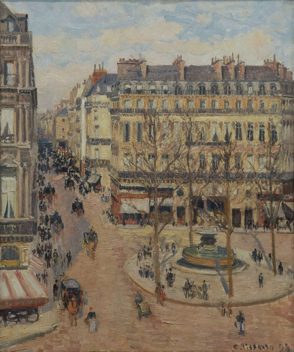 Camille Pissarro - Rue Saint-Honoré’de Sabah Güneşi - Théâtre Français Meydanı Tablo