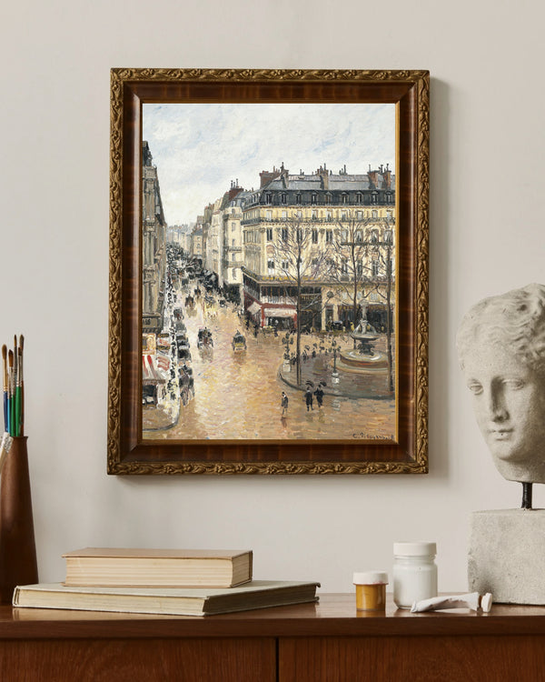 Camille Pissarro - Saint-Honoré Caddesi - Öğleden Sonra - Yağmur Etkisi fine art baskı