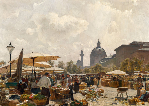 Carl Moll-Viyana Naschmarkt’ı tablo