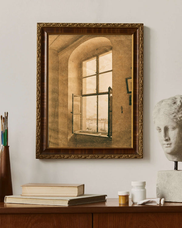Caspar David Friedrich - Sanatçının Dresden’deki Atölyesinden Elbe’ye Bakış Fine Art Baskı