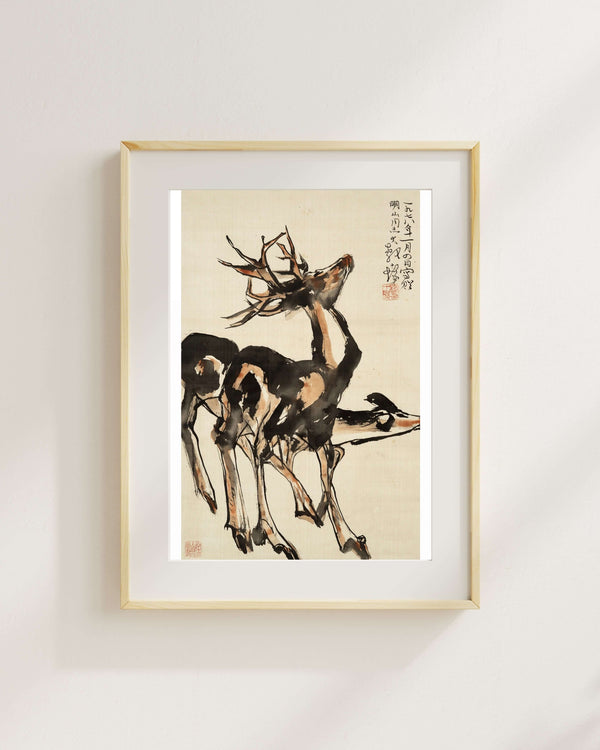 Üç Geyik Fine Art Baskı