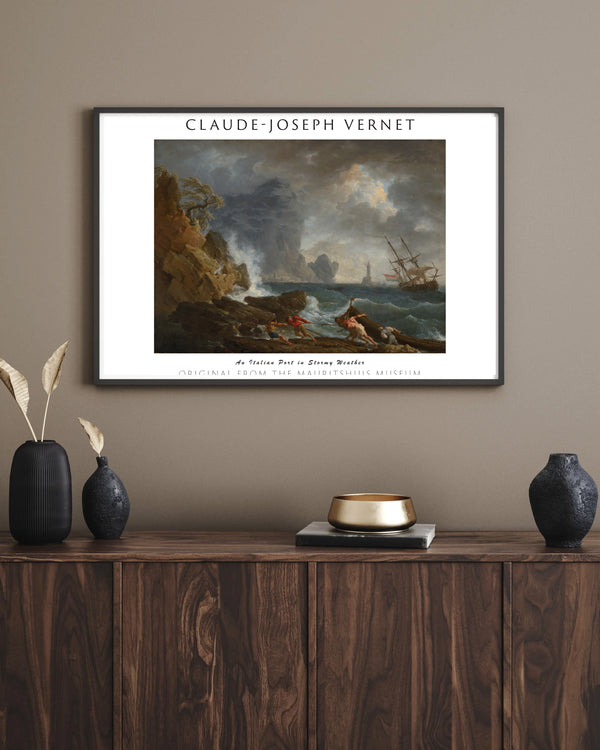 Claude-Joseph Vernet-Fırtınalı Havada İtalyan Limanı çerçeve