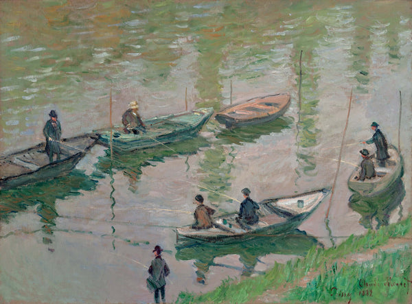 Claude Monet - Poissy Yakınlarında Seine Nehri’nde Balıkçılar Fine Art Baskı
