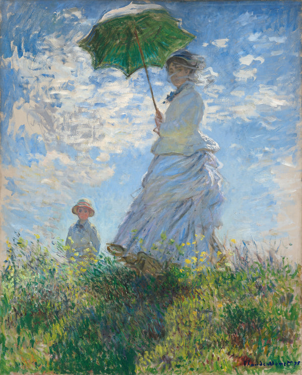 Claude Monet - Şemsiyeli Kadın Madame Monet ve Oğlu Tablo