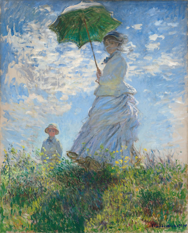 Claude Monet - Şemsiyeli Kadın Madame Monet ve Oğlu Tablo