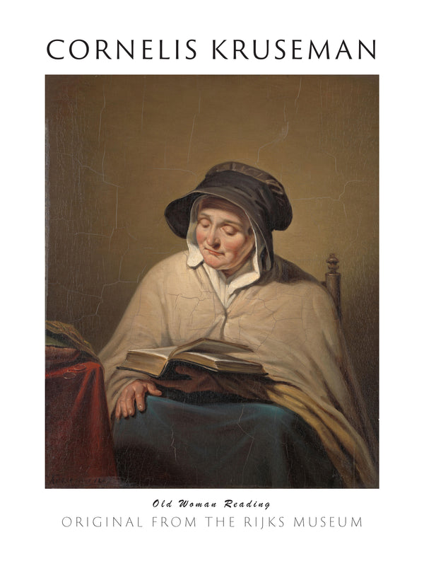 Cornelis Kruseman-Yaşlı Kadın Okurken fineart baskı