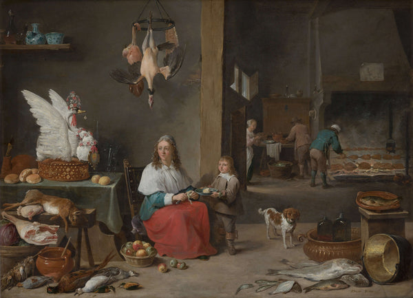 David Teniers the Younger-Mutfak İç Mekânı tablo