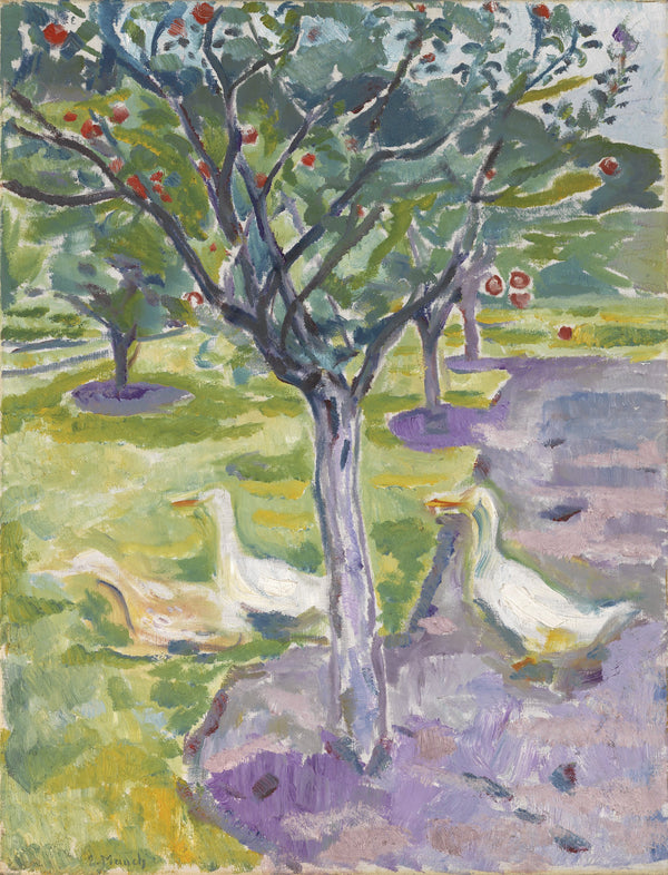 Edvard Munch - Meyve Bahçesindeki Kazlar Fine Art Baskı