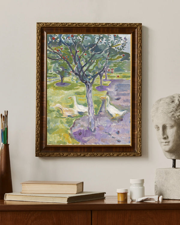 Edvard Munch - Meyve Bahçesindeki Kazlar Fine Art Baskı