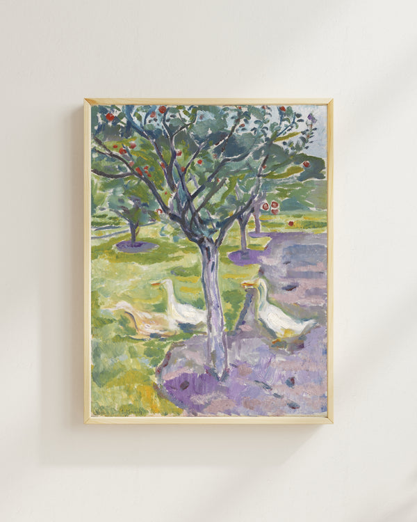Edvard Munch - Meyve Bahçesindeki Kazlar Fine Art Baskı