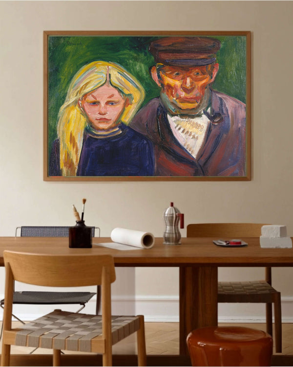 Edvard Munch - Yaşlı Balıkçı ve Kızı fine art baskı