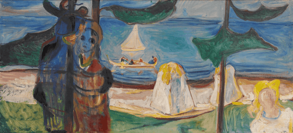 Edvard Munch - Yaz Günü ya da Sahilde Kucaklaşma fine art baskı
