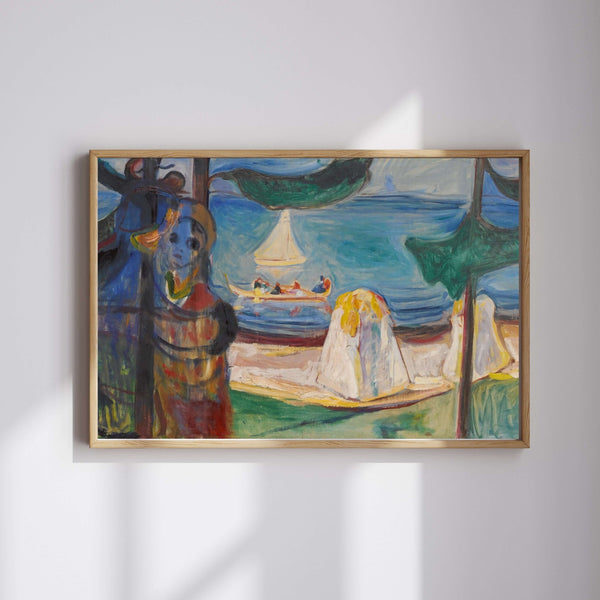 Edvard Munch - Yaz Günü ya da Sahilde Kucaklaşma fine art baskı