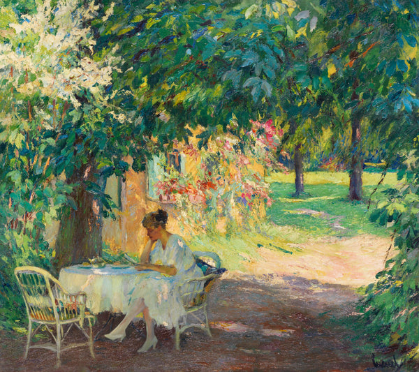 Edward Cucuel - Starnberg Gölü'ndeki Sanatçı Villasının Bahçesinde Yaz Fine Art Baskı