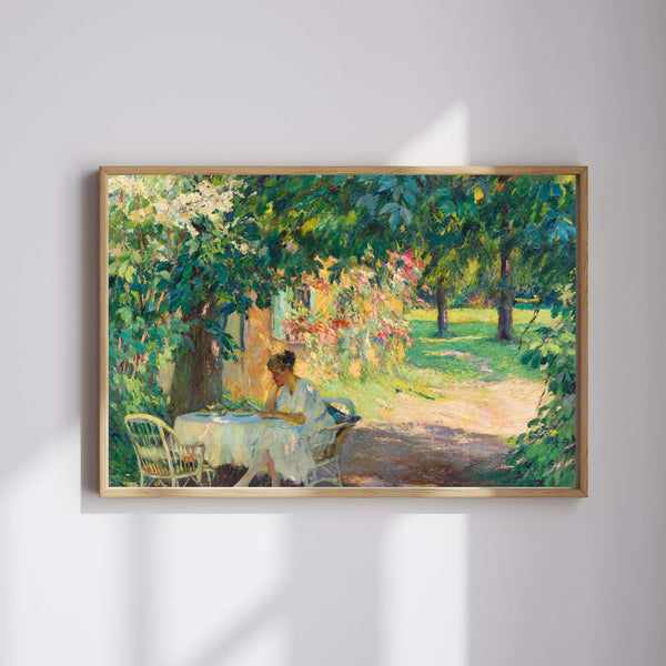 Edward Cucuel - Starnberg Gölü'ndeki Sanatçı Villasının Bahçesinde Yaz Fine Art Baskı