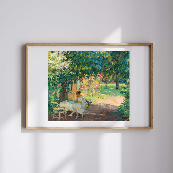 Edward Cucuel - Starnberg Gölü'ndeki Sanatçı Villasının Bahçesinde Yaz Fine Art Baskı