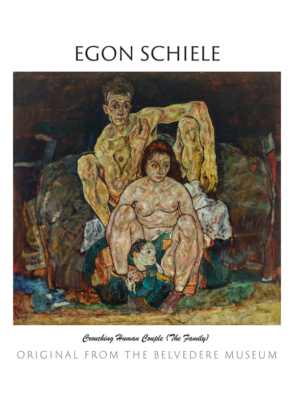 Egon Schiele - Çömelmiş İnsan Çifti Aile fine art baskı