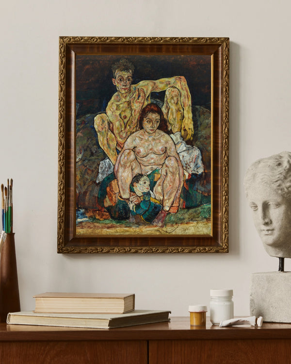 Egon Schiele - Çömelmiş İnsan Çifti Aile Çerçeve
