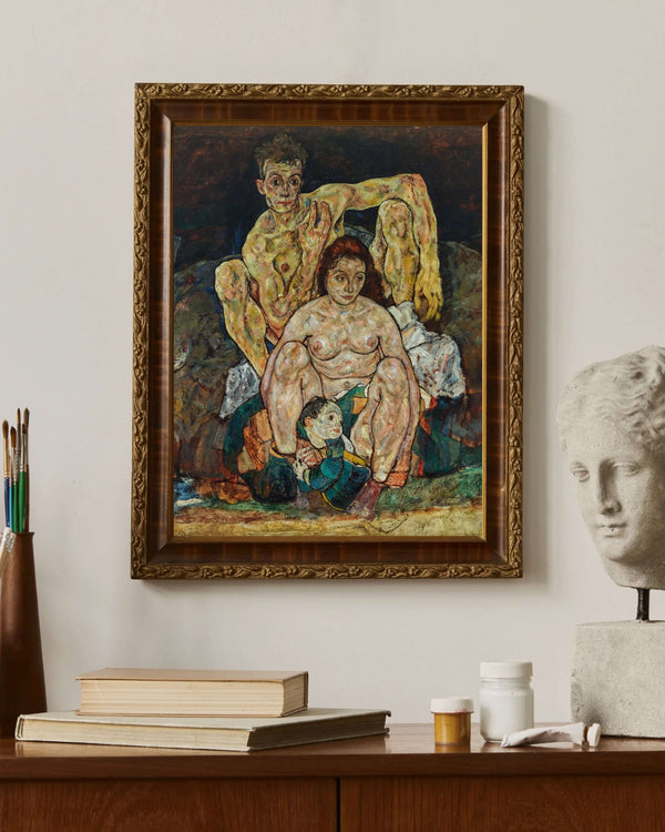 Egon Schiele - Çömelmiş İnsan Çifti Aile Çerçeve