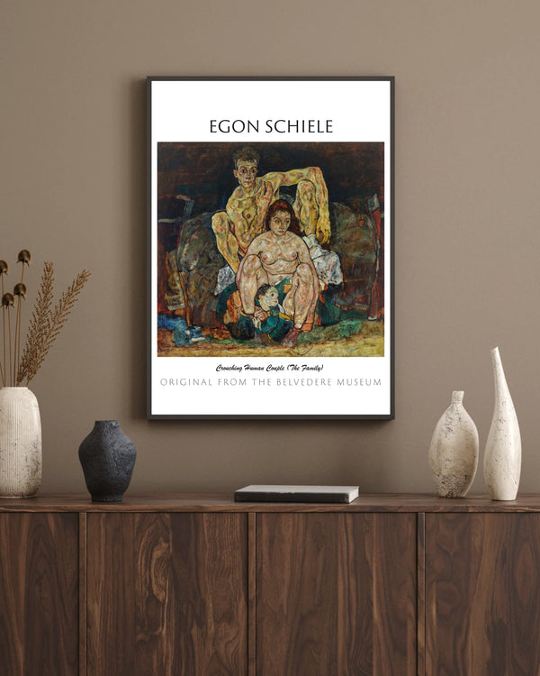 Egon Schiele - Çömelmiş İnsan Çifti Aile çerçeve
