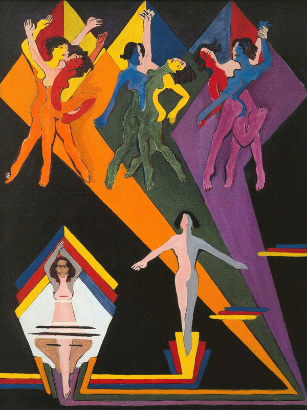Ernst Ludwig Kirchner - Renkli Işınlar İçinde Dans Eden Kızlar fine art baskı