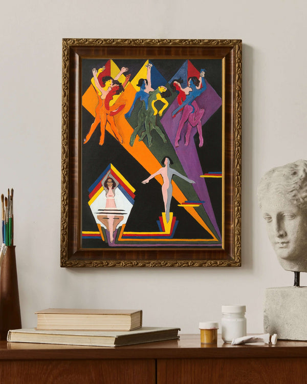 Ernst Ludwig Kirchner - Renkli Işınlar İçinde Dans Eden Kızlar fine art baskı