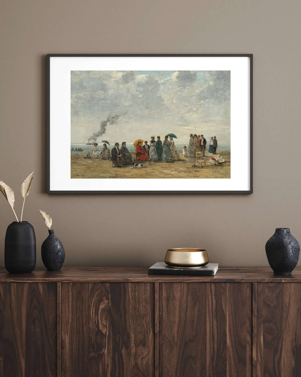 Eugène Boudin - Sahilde Figürler Çerçeve