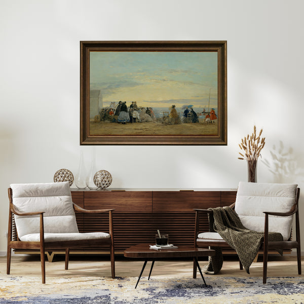 Eugène Boudin - Sahilde Günbatımı Çerçeve