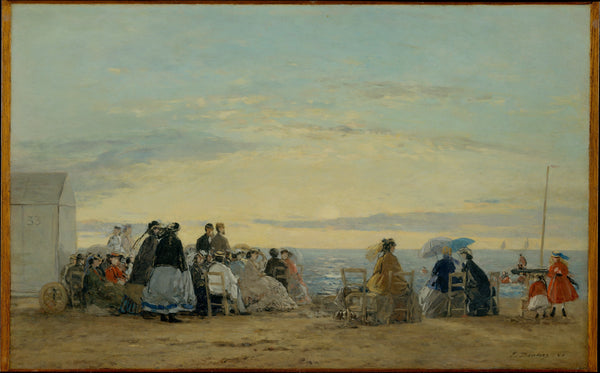 Eugène Boudin - Sahilde Günbatımı Tablo