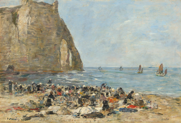 Eugène Boudin - Etretat Sahilinde Çamaşır Yıkayan Kadınlar Tablo